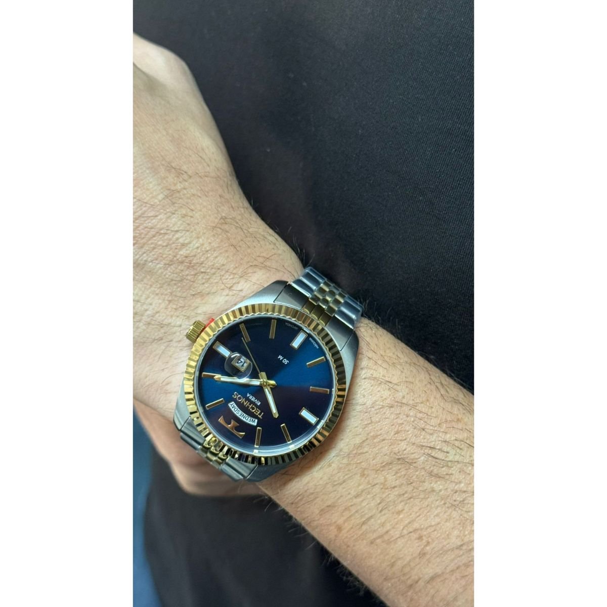 Relógio Masculino Technos Original 2350AM1A Pulseira Metal Prata Prata/Dourado 4