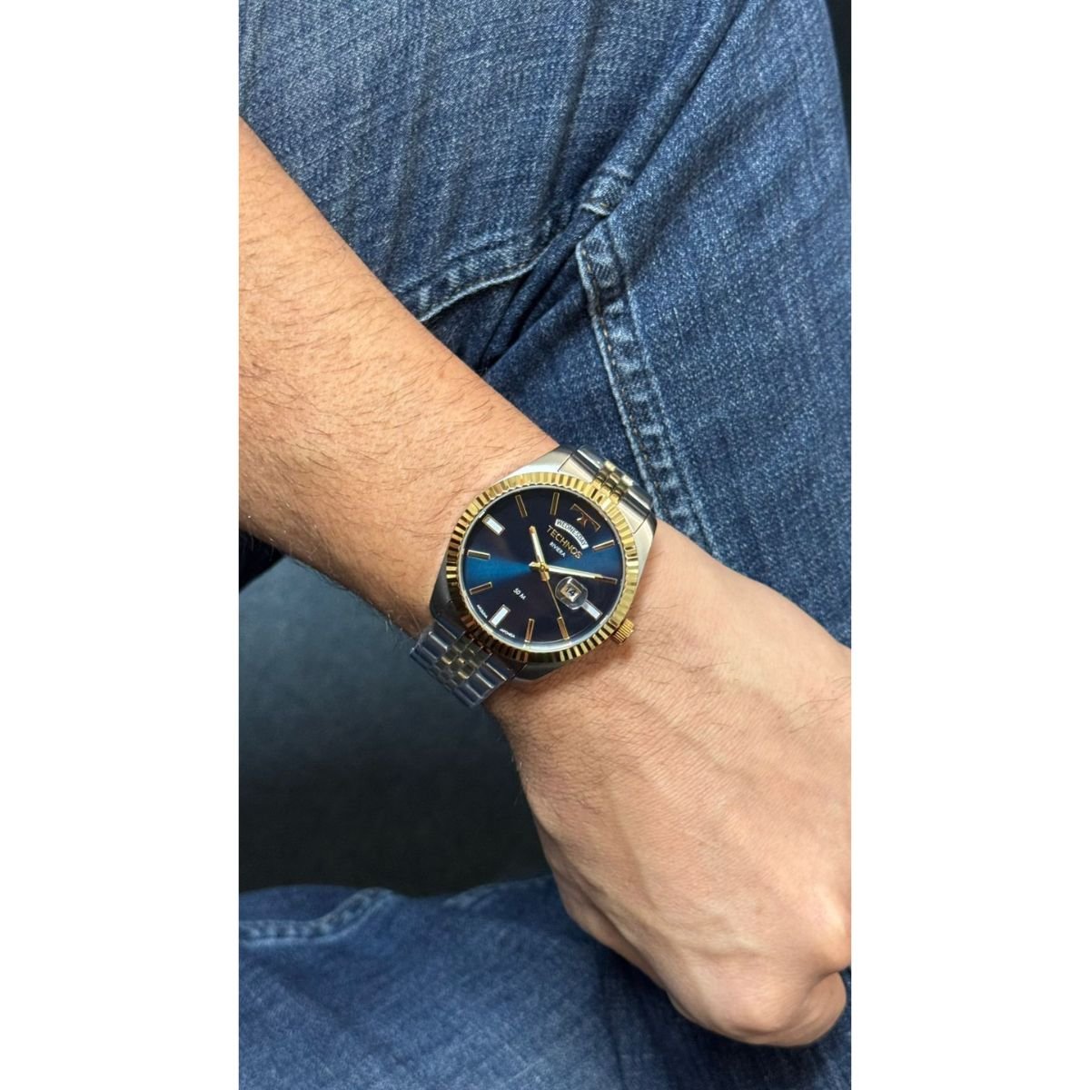 Relógio Masculino Technos Original 2350AM1A Pulseira Metal Prata Prata/Dourado 5