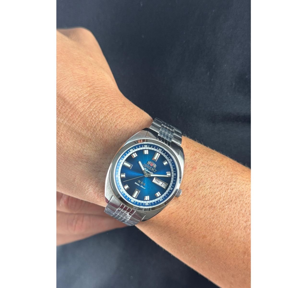 Relógio Masculino Orient Automático Heritage 3 estrelas Original YN6SS004D1SX Pulseira Metal Prata Prata 2