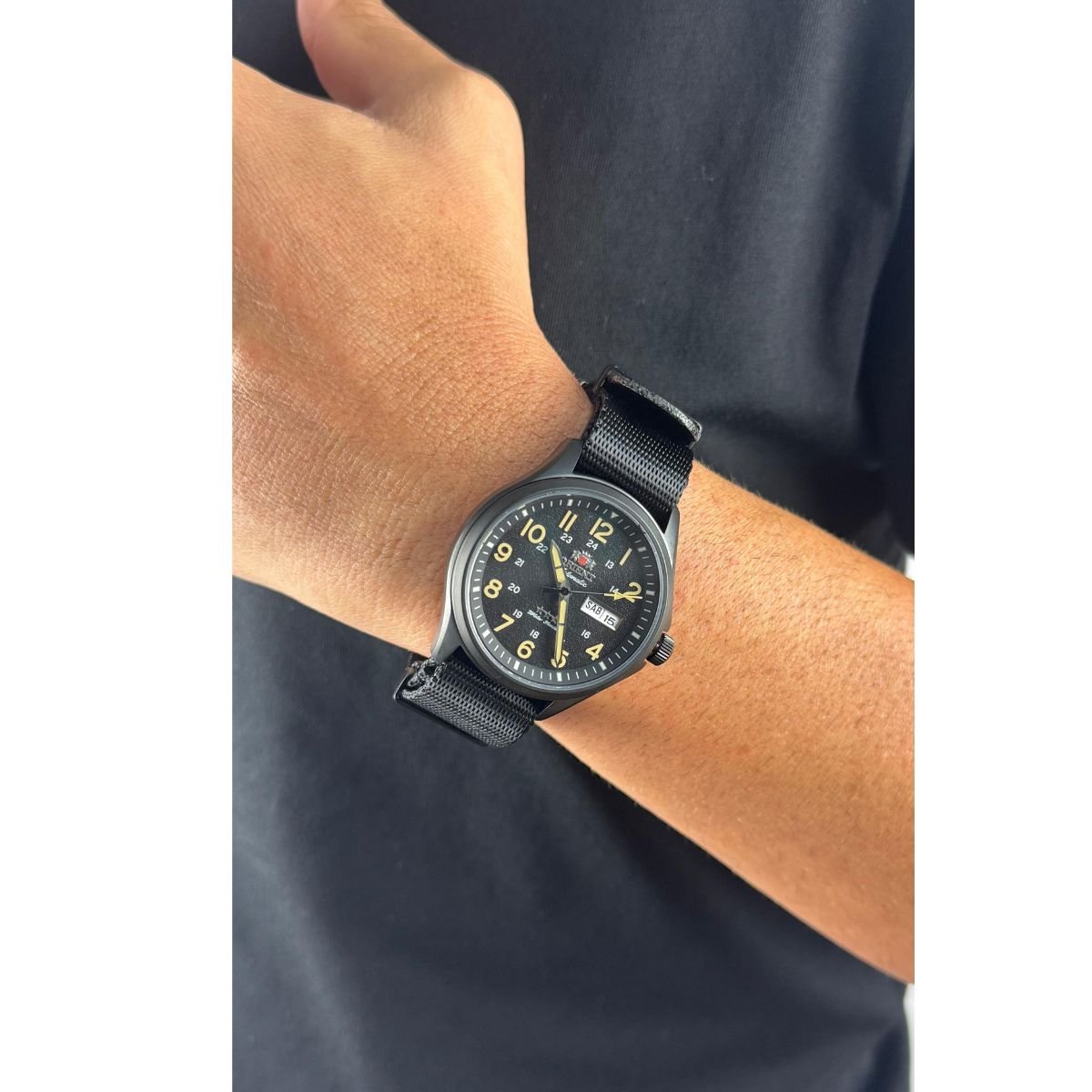 Relógio Masculino Orient Automático Sport Land Original YN6PN007P2PX Pulseira Lona Preto Preto 2