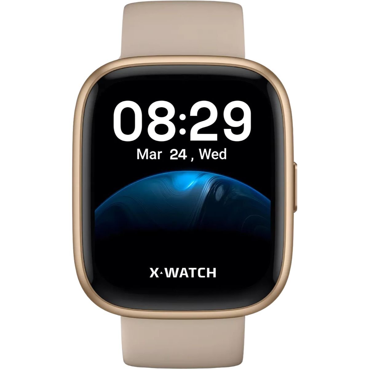 Relógio Unissex X-Watch Smartwatch Prisma Troca Pulseira Original Dourado XSWUQPI011A Pulseira Silicone Bege