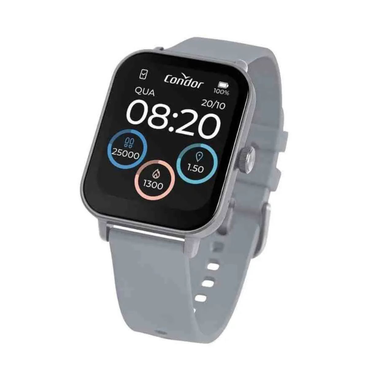 Relógio Unissex Condor Smartwatch Original Prata COSMART1AD/8C Pulseira Silicone Cinza
