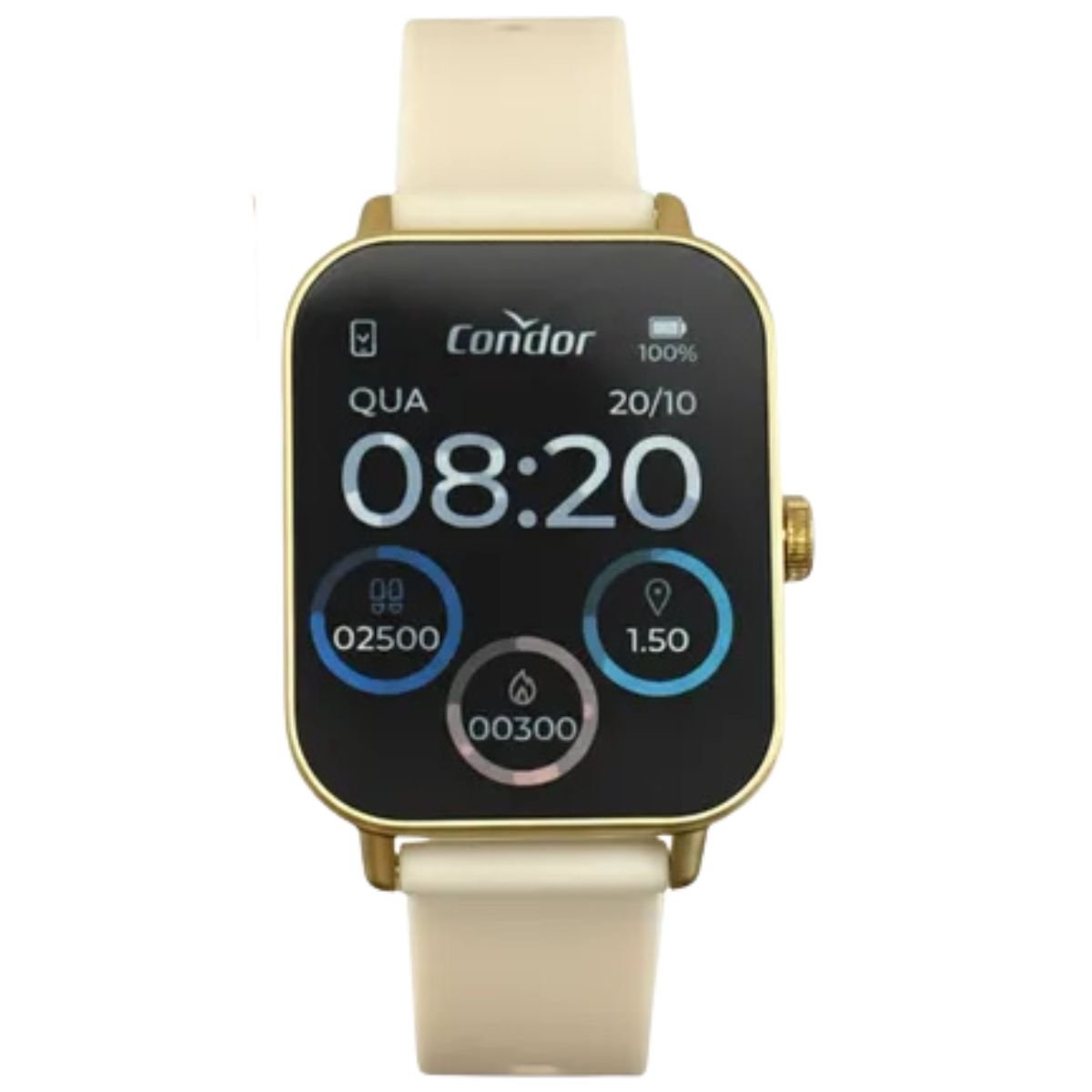 Relógio Unissex Condor Smartwatch Original Dourado COSMART1AE/8X Pulseira Silicone Nude