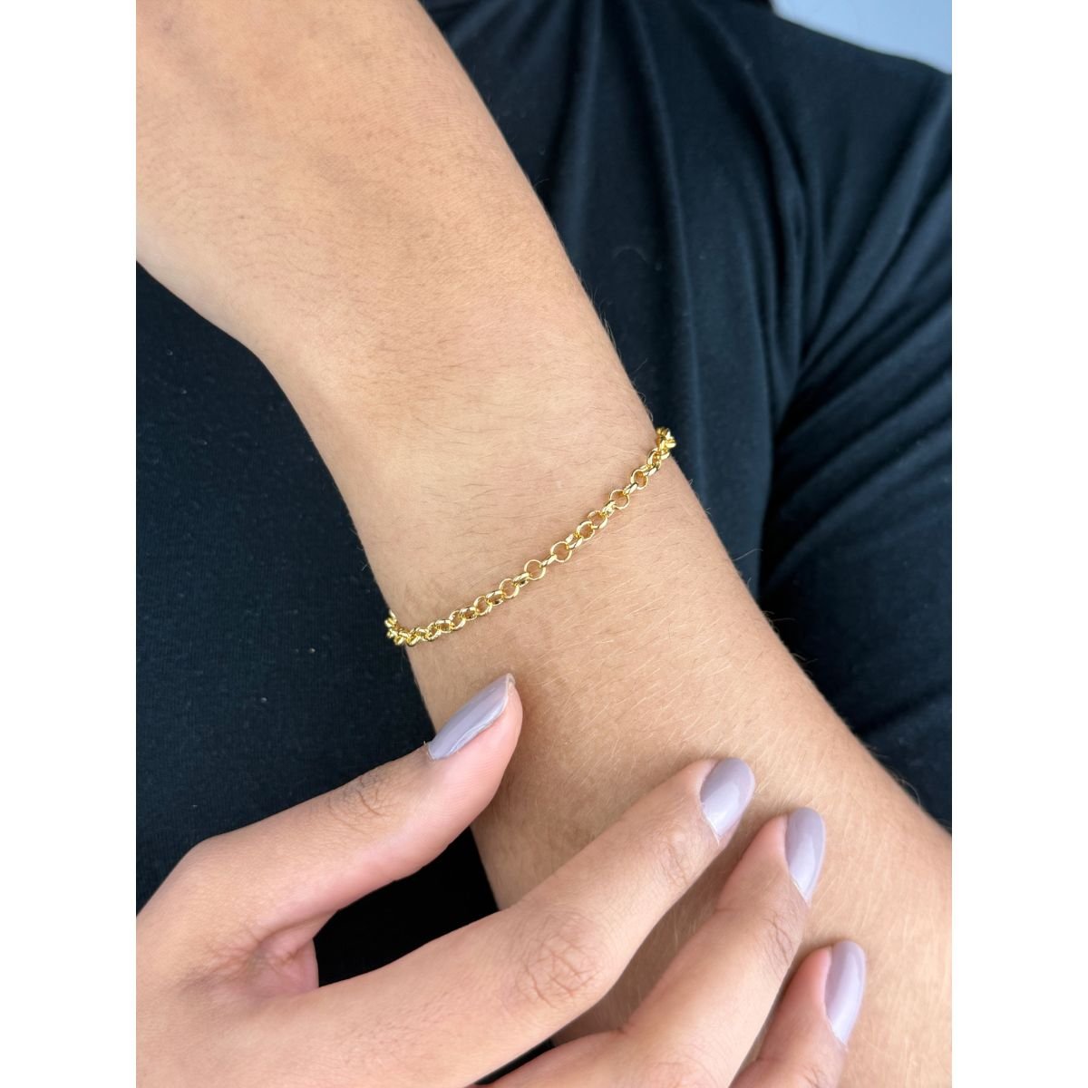 Pulseira Feminina Semijoia Banhado a Ouro 18k PL03249 Elos Portugueses Dourado 2