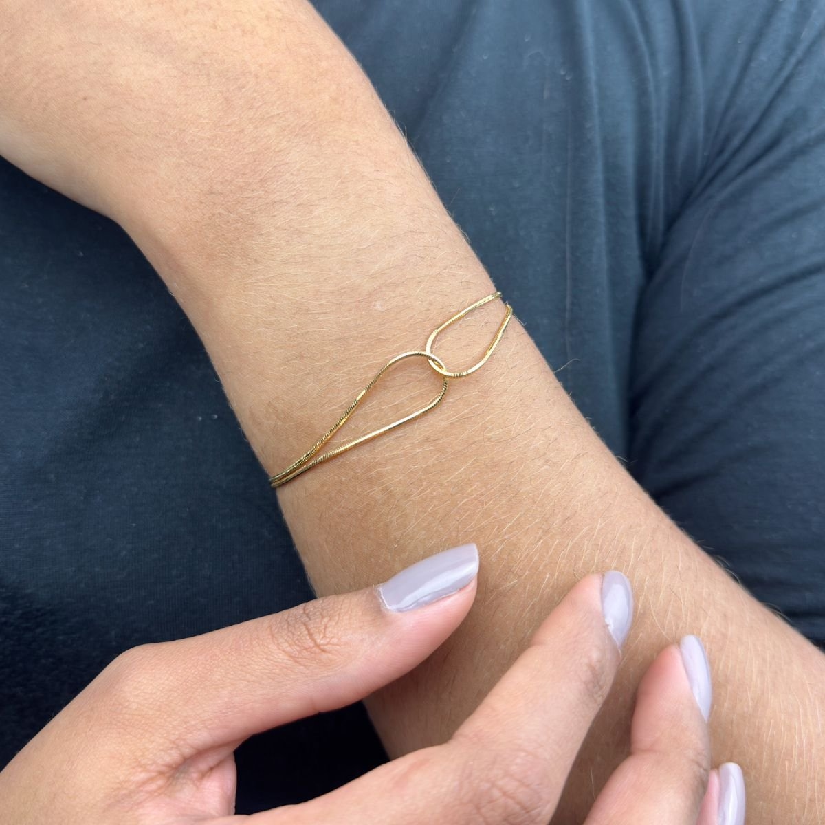 Pulseira Feminina Semijoia Banhado a Ouro 18k PL04436 Rabo de Rato Dourado 3