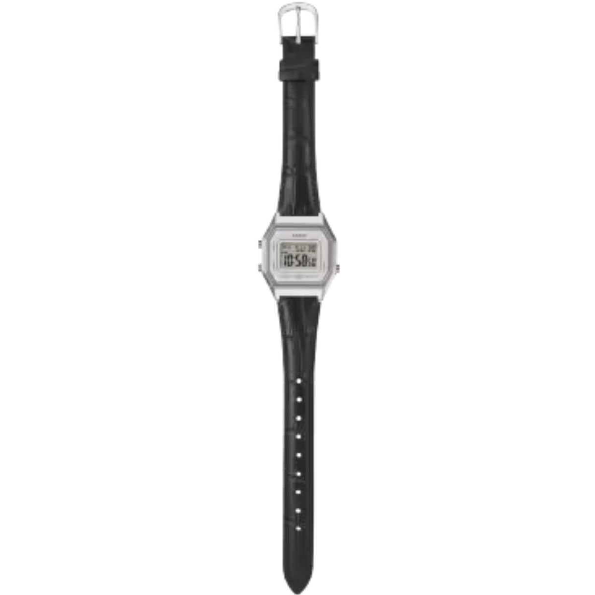 Relógio Feminino Casio Original LA680WEL1DFSC Pulseira Couro Preto Prata 3