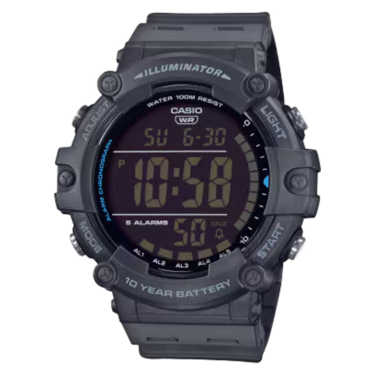 Relógio Masculino Casio Illuminator Original AE1500WH8BVDFSC Pulseira Resina Cinza