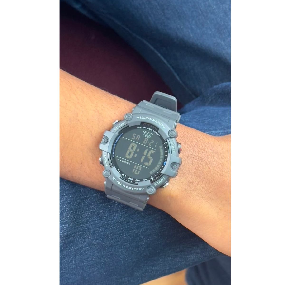 Relógio Masculino Casio Illuminator Original AE1500WH8BVDFSC Pulseira Resina Cinza Cinza 6