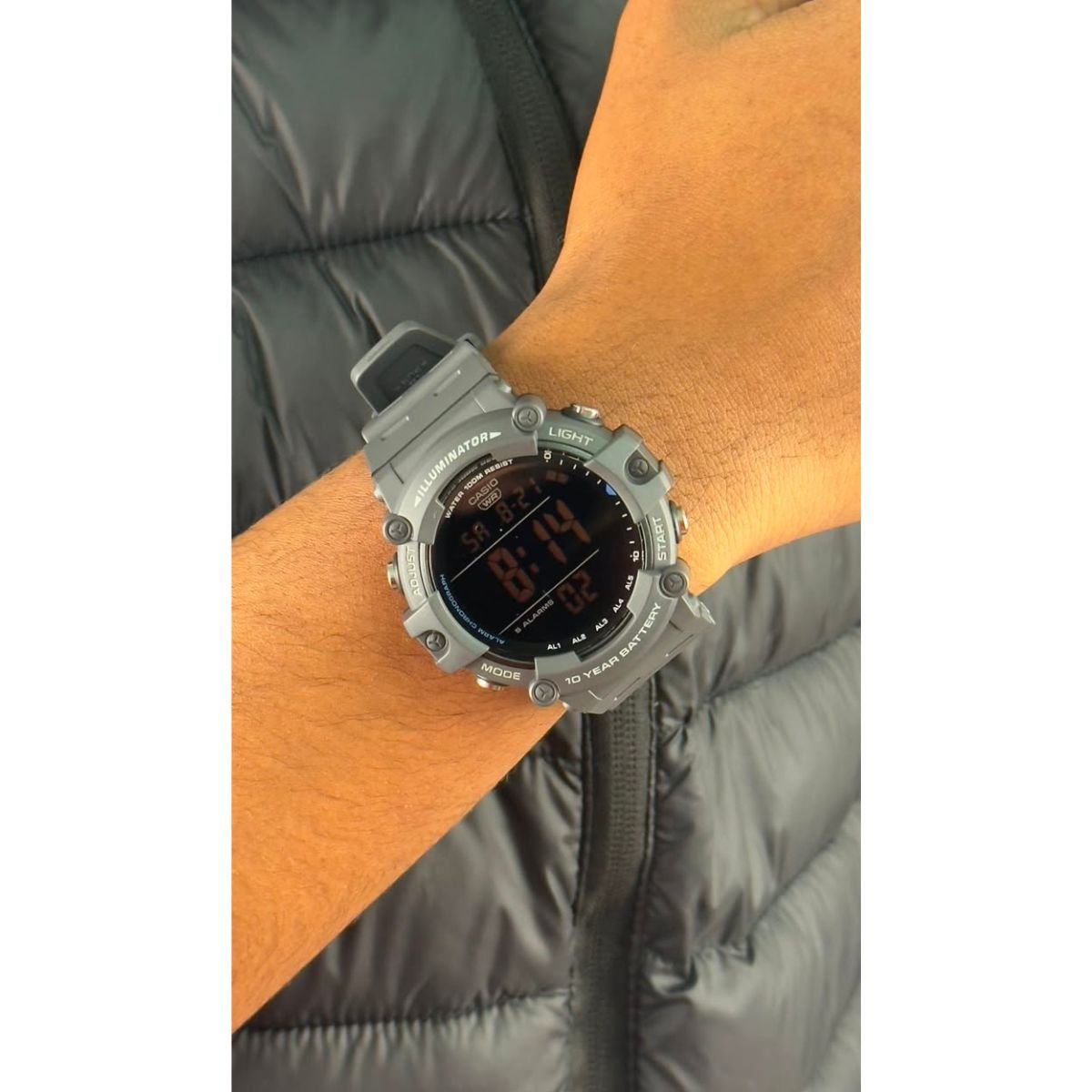 Relógio Masculino Casio Illuminator Original AE1500WH8BVDFSC Pulseira Resina Cinza Cinza 7