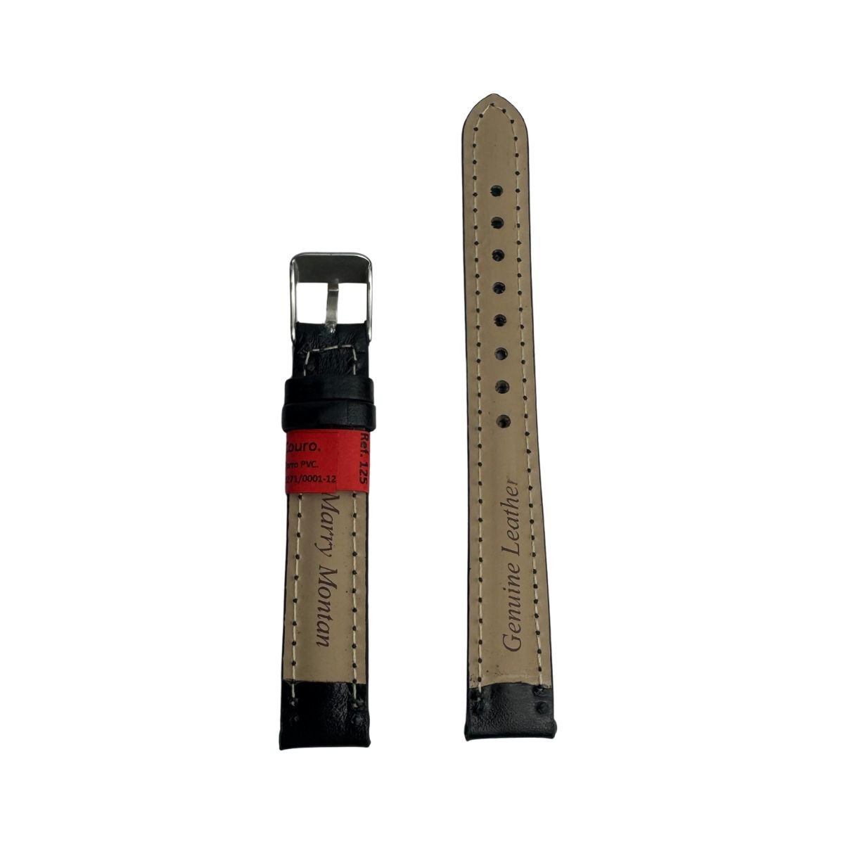Pulseira Unissex para Relógio 125L14PP Preta Couro Legítimo Clássica Marry Montan Preto 3