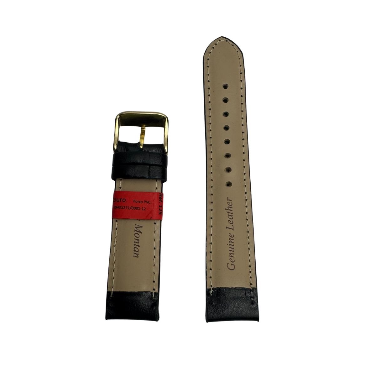 Pulseira Unissex para Relógio 125L20DP Preta Couro Legítimo Clássica Marry Montan Preto 3