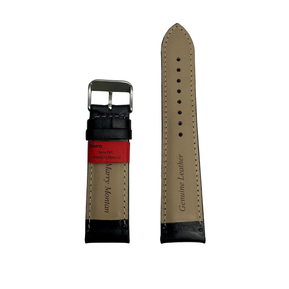 Pulseira Unissex para Relógio 126L22PP Preta Couro Legítimo Clássica Marry Montan Preto 3