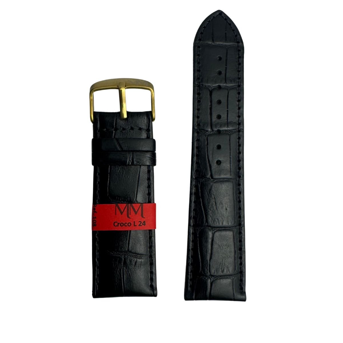 Pulseira Unissex para Relógio 108L24D Couro Legítimo Croco Marry Montan Preto 2