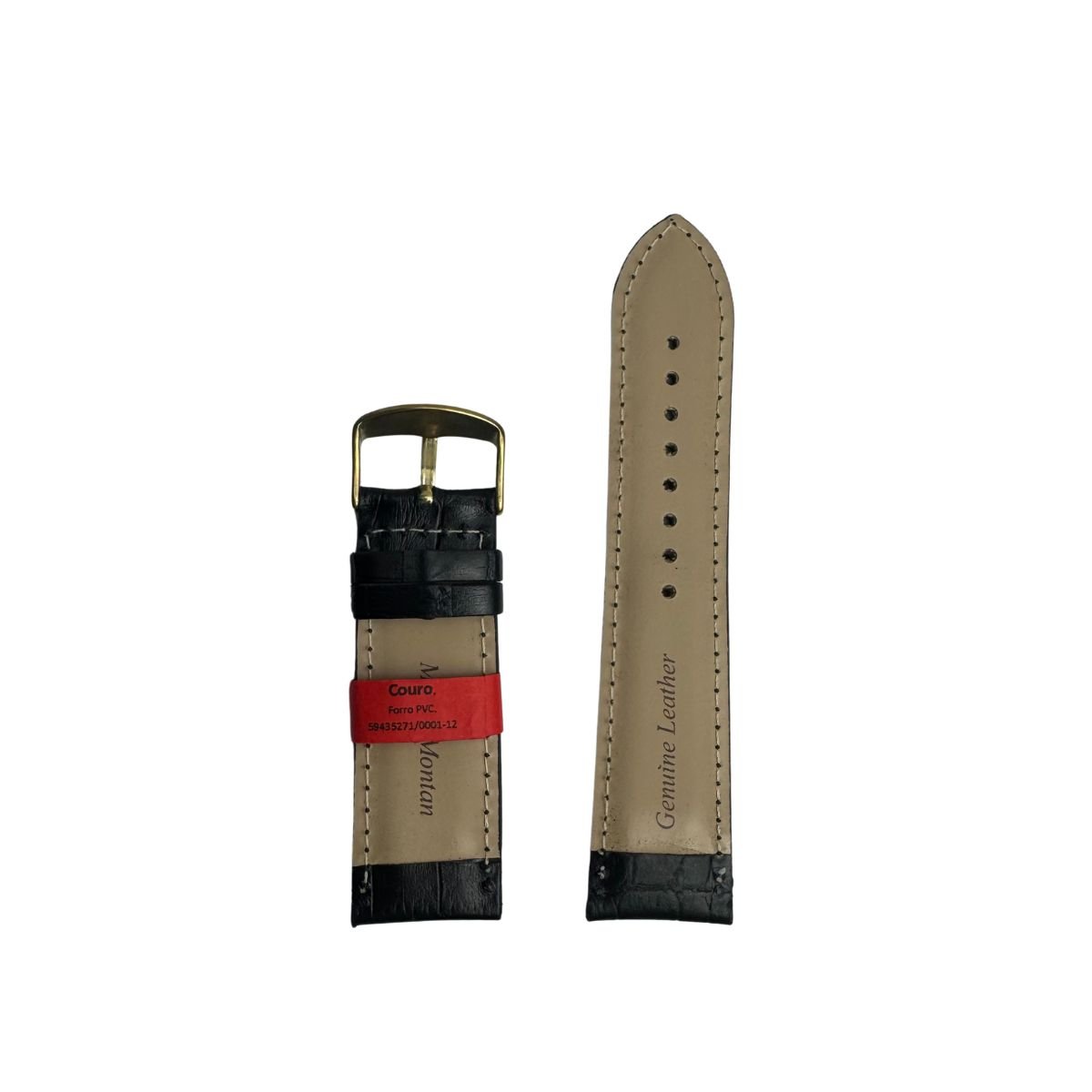 Pulseira Unissex para Relógio 108L24D Couro Legítimo Croco Marry Montan Preto 4
