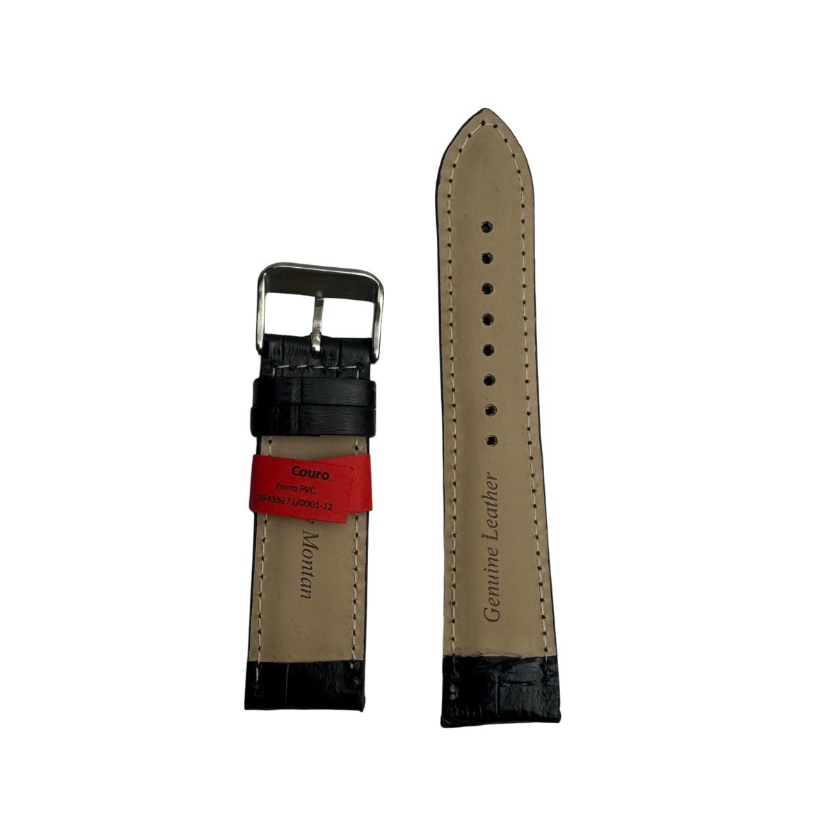 Pulseira Unissex para Relógio 108L22P Couro Legítimo Croco Marry Montan Preto 3