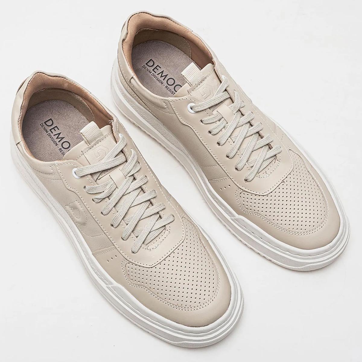 Sapatenis Democrata Denim Block Masculino Creme Bege 2