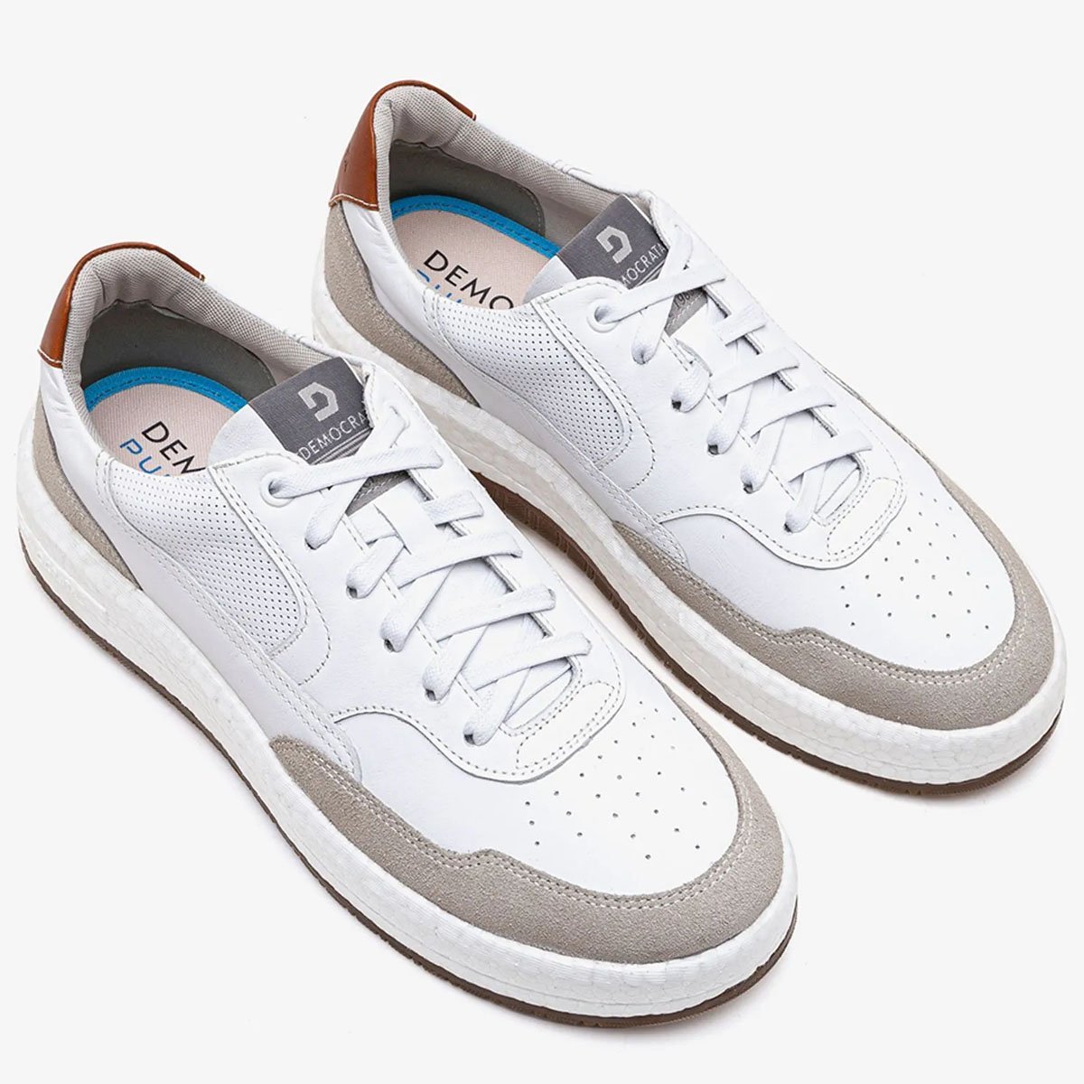Sapatenis Democrata Denim Drake Pulse masculino Branco Branco/Cinza 2
