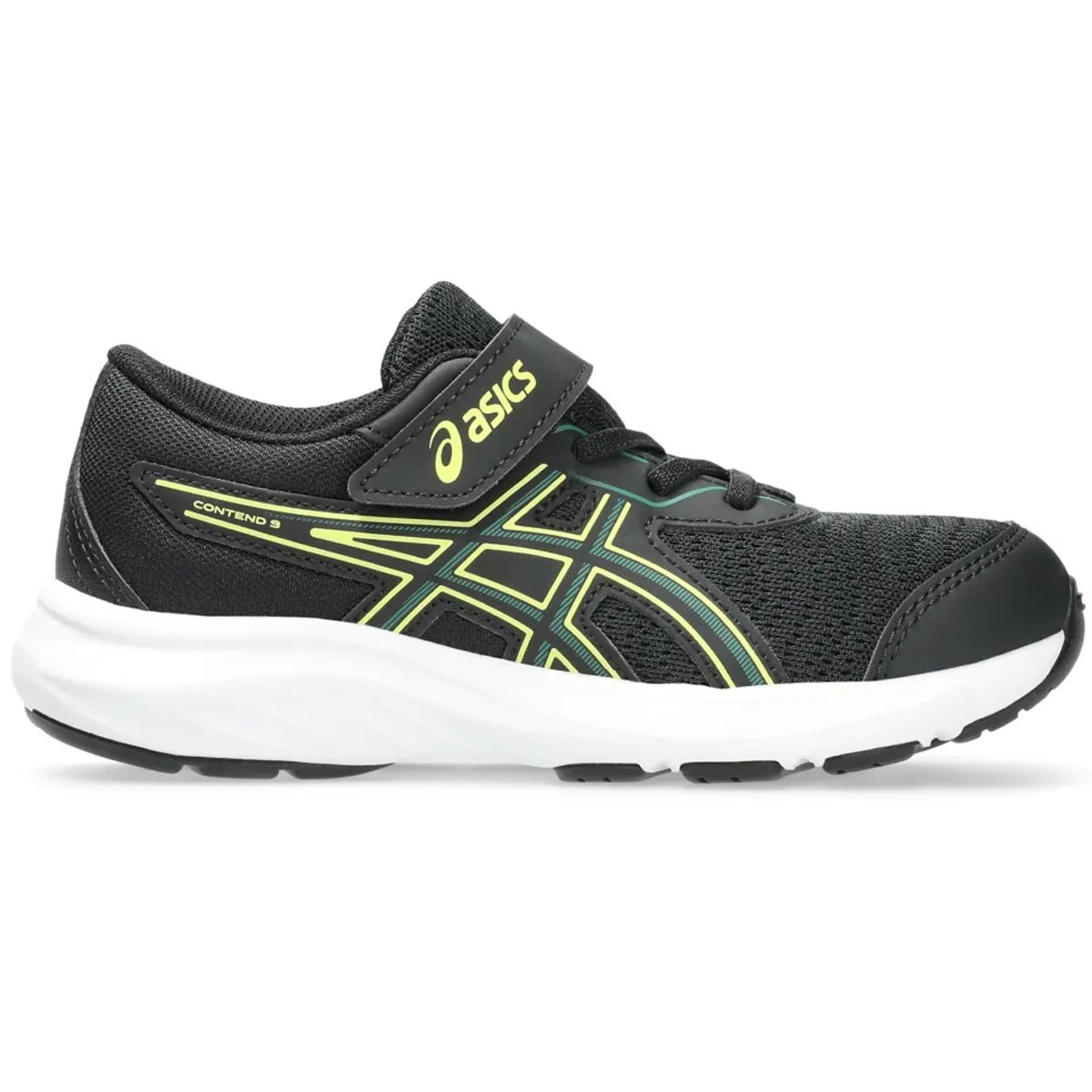 Tenis Asics Contend 9 PS Infantil Preto Verde