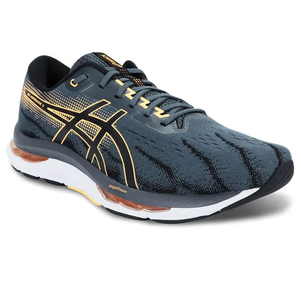 Tenis ASICS GEL Hypersonic 5 Masculino Cinza Laranja Cinza 3