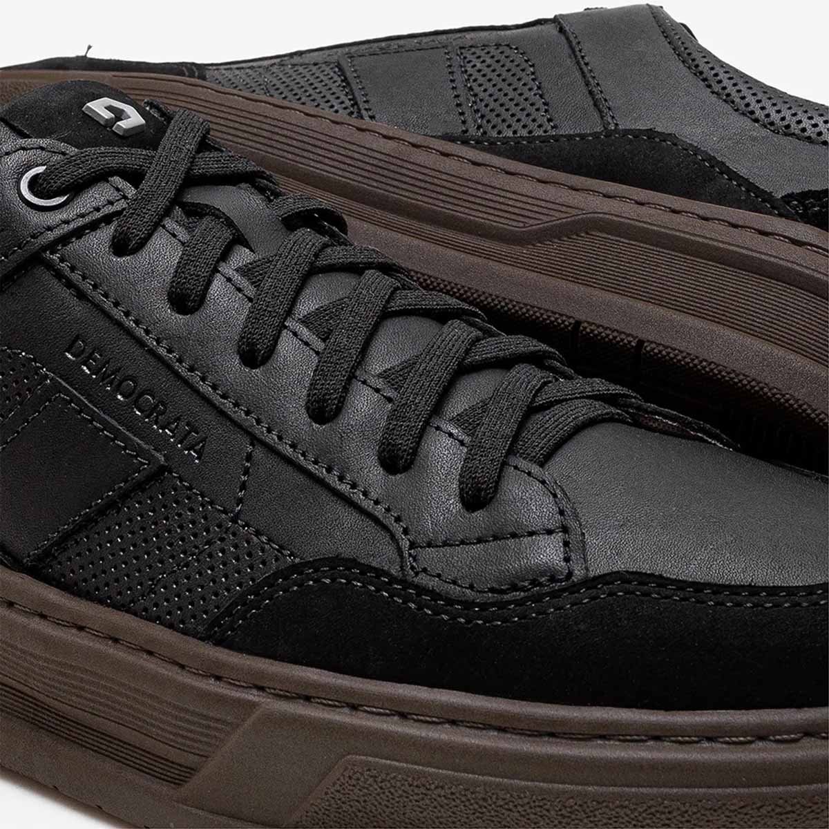 Sapatenis Democrata Denim Wide Masculino Preto Preto 3