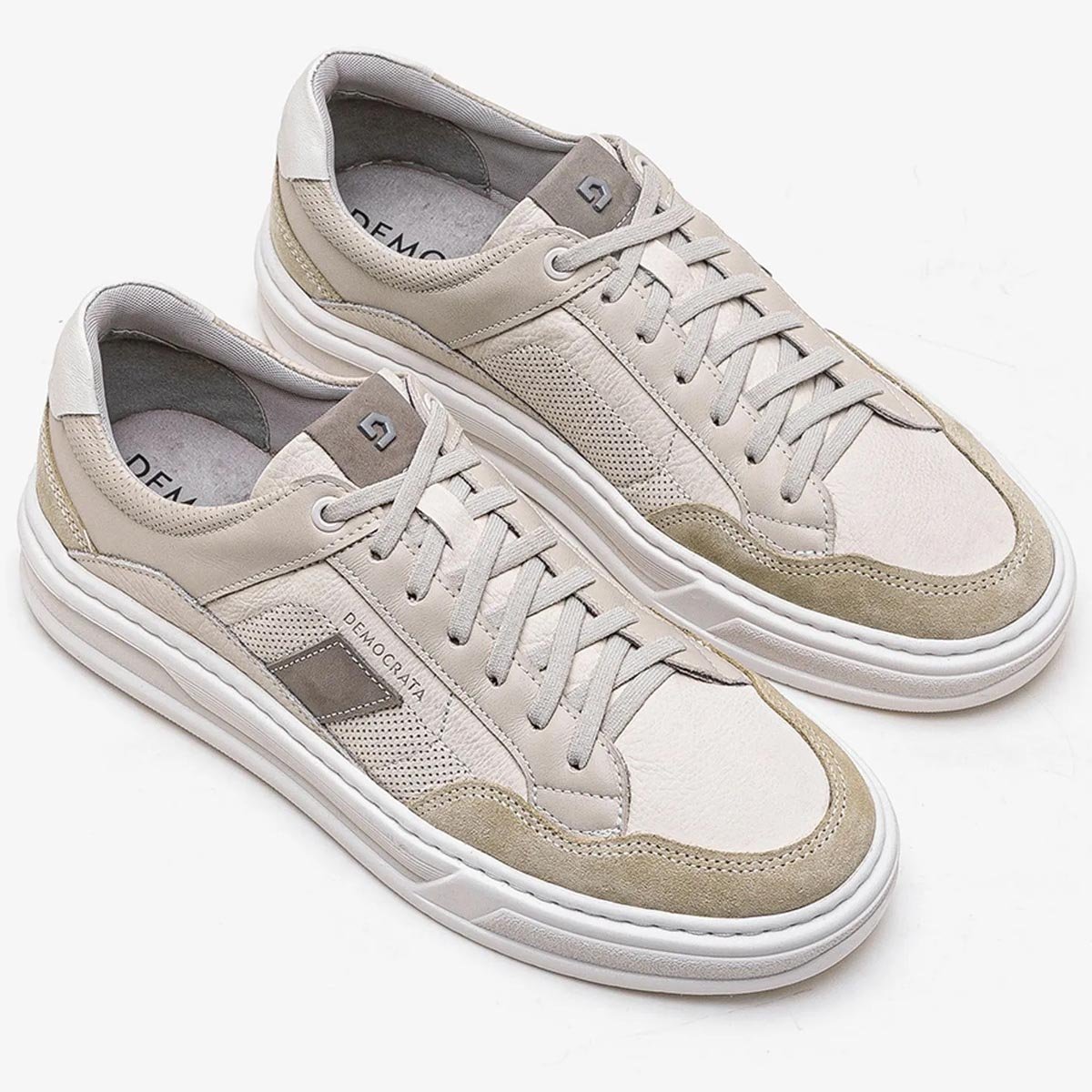 Sapatenis Democrata Denim Wide Masculino Creme Creme 2