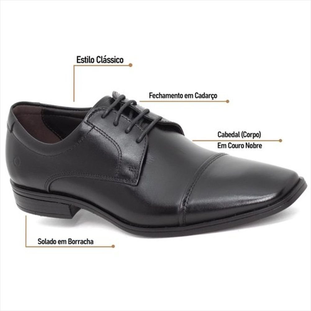 Sapato Democrata Metropolitan Vega Couro Preto Masculino Preto 5