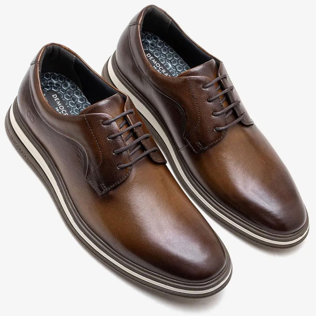 Sapato Democrata Masculino Hi-Soft 32 Couro Tan Conforto Marrom 2