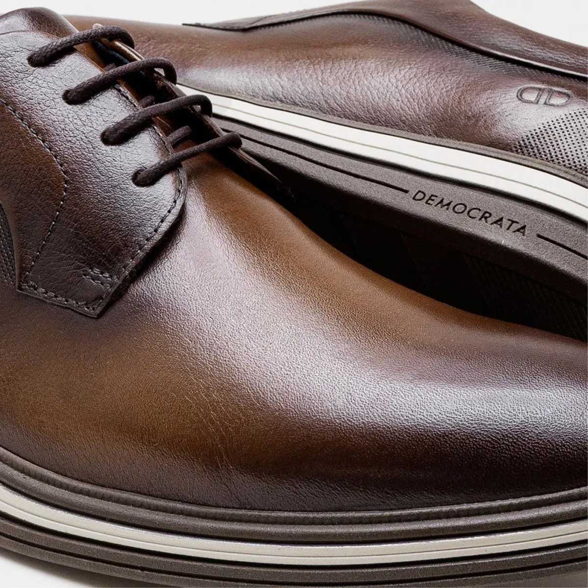 Sapato Democrata Masculino Hi-Soft 32 Couro Tan Conforto Marrom 3