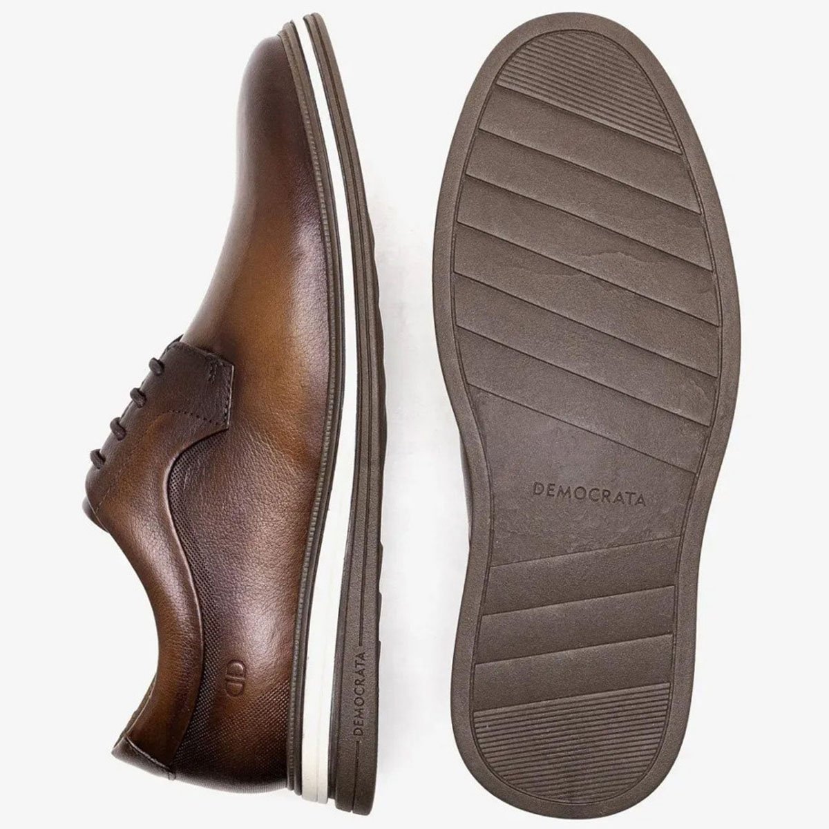 Sapato Democrata Masculino Hi-Soft 32 Couro Tan Conforto Marrom 4