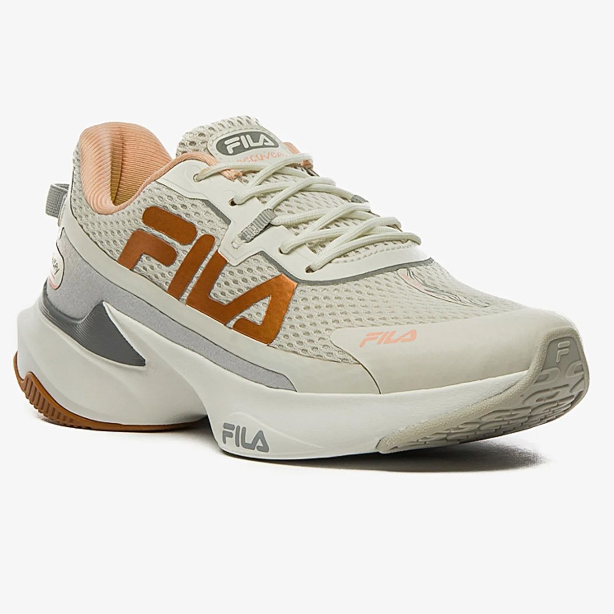 Tenis Fila Recovery Feminino Branco Salmao Bege/Cobre 3
