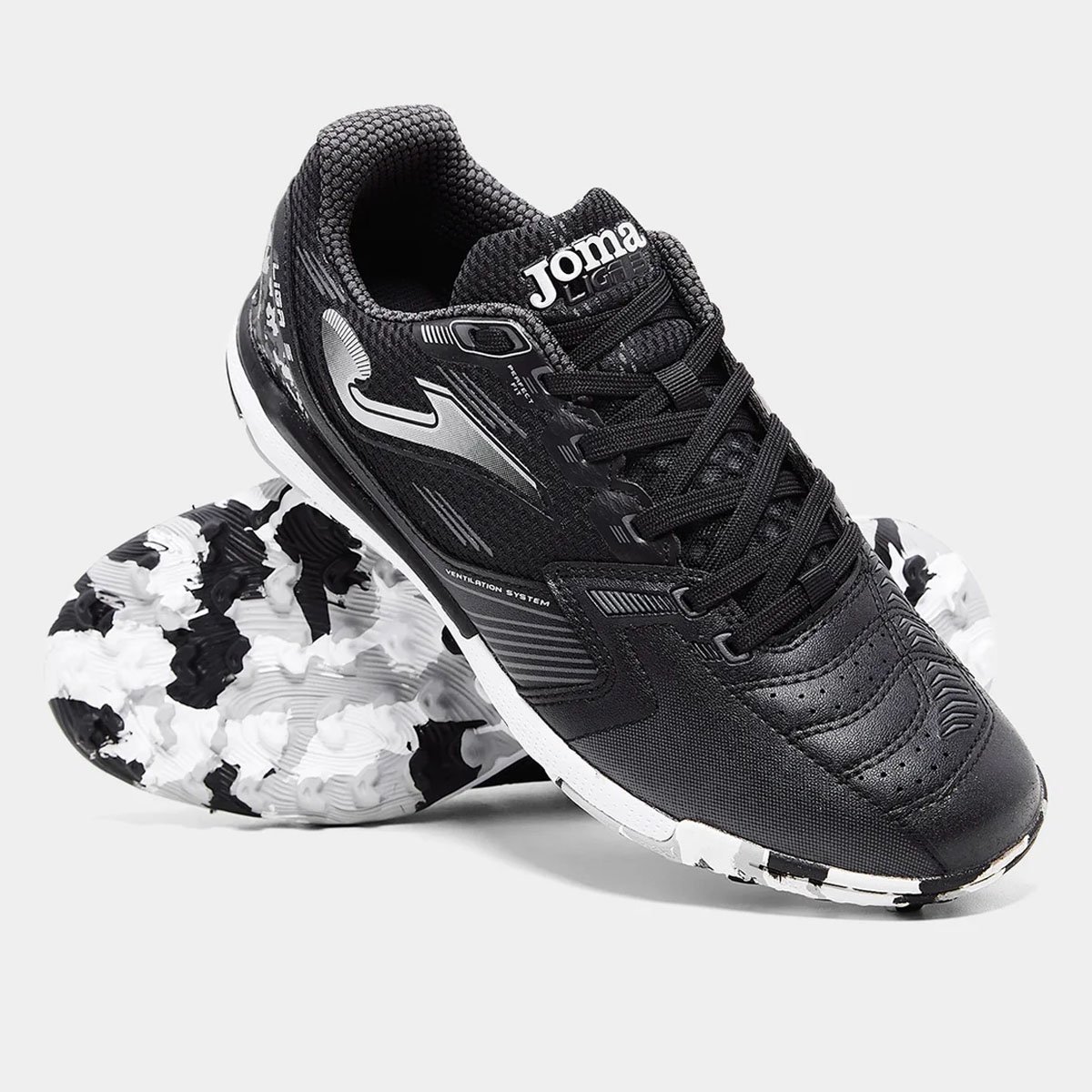 Chuteira Society Joma Liga 5 Unissex Preto Preto/Branco 2