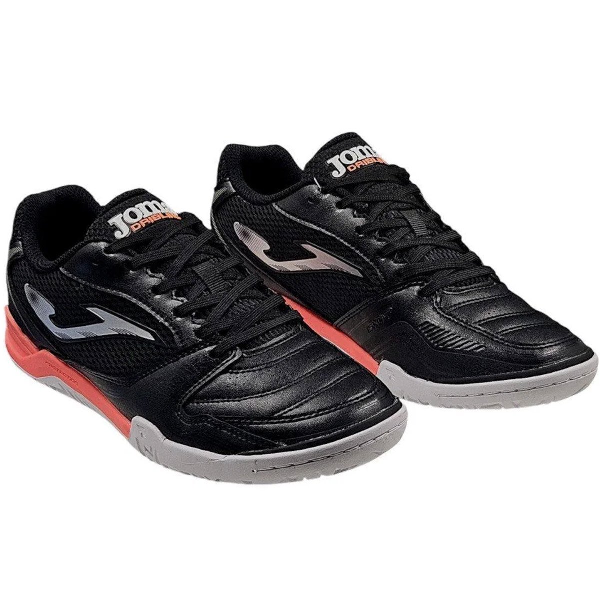 Chuteira Futsal Joma Dribling Unissex Preto Coral Preto/Laranja