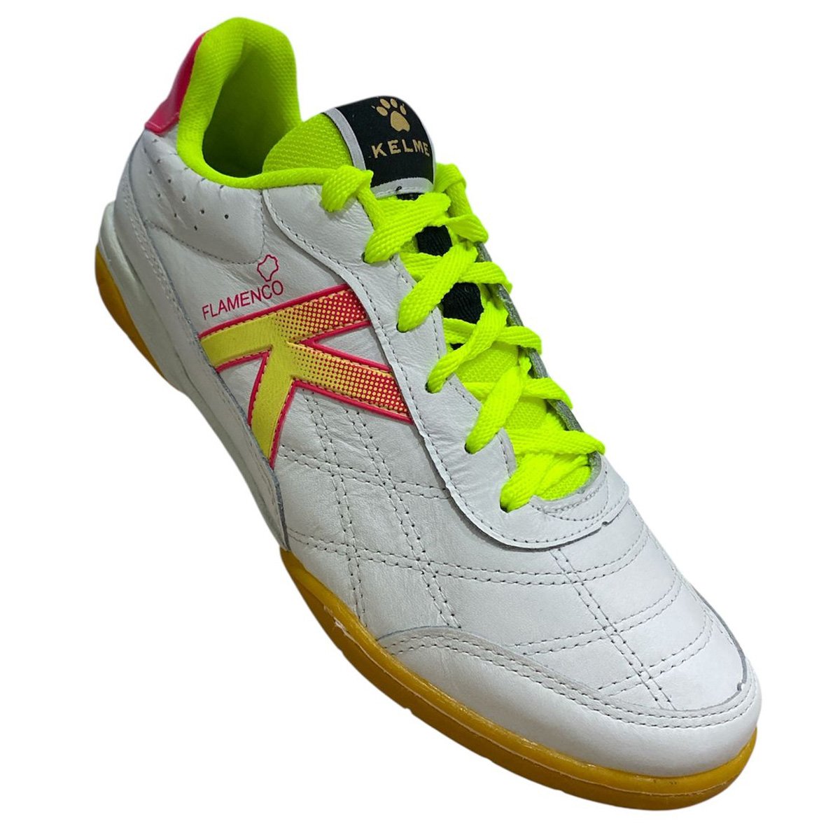 Chuteira Futsal Kelme Flamenco Unissex Branco Branco/Coral 3