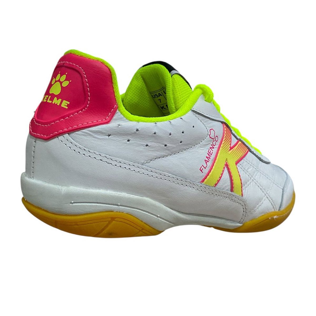 Chuteira Futsal Kelme Flamenco Unissex Branco Branco/Coral 4