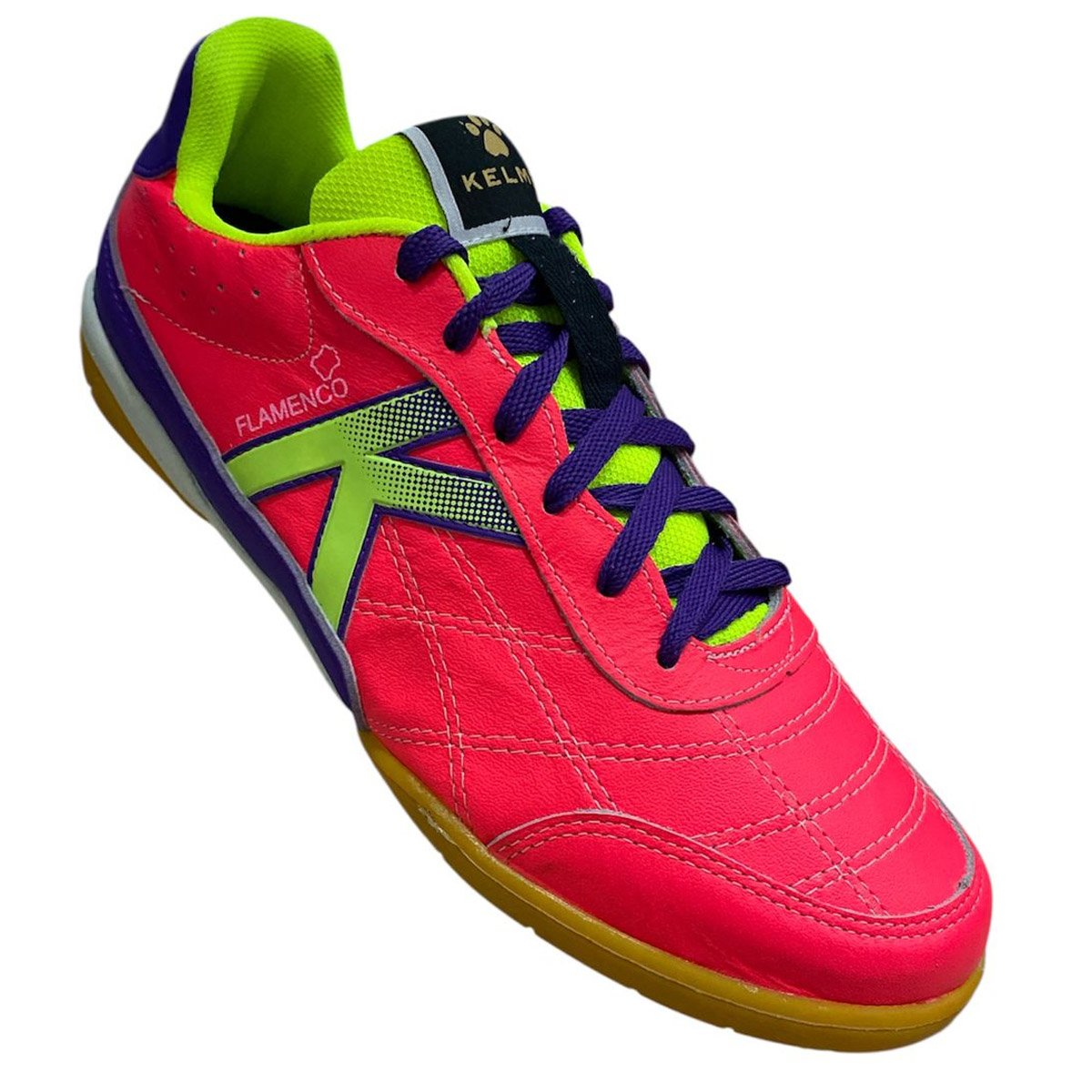 Chuteira Futsal Kelme Flamenco Unissex Rosa Coral/Verde 2