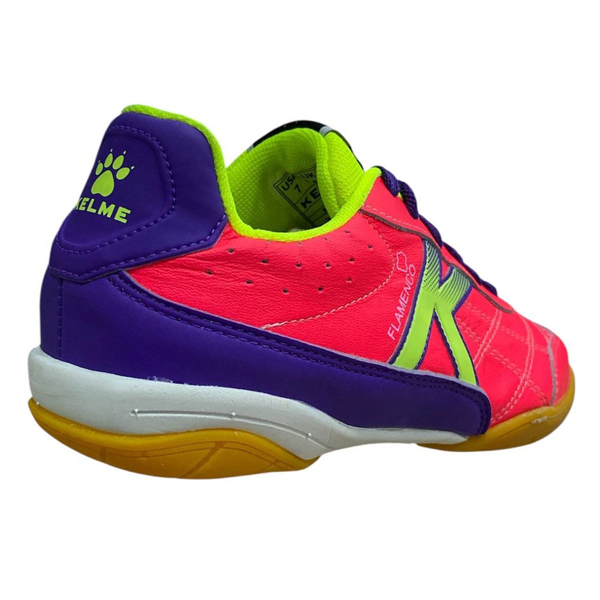 Chuteira Futsal Kelme Flamenco Unissex Rosa Coral/Verde 3