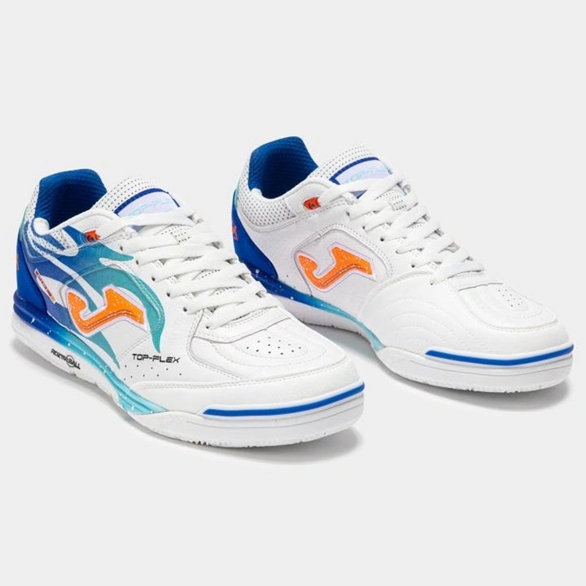 Chuteira Futsal Joma Top Flex Rebound Unissex Branco Azul Branco/Azul
