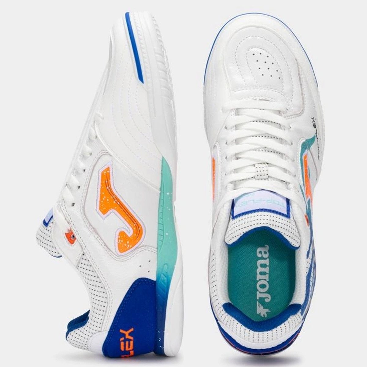 Chuteira Futsal Joma Top Flex Rebound Unissex Branco Azul Branco/Azul 4