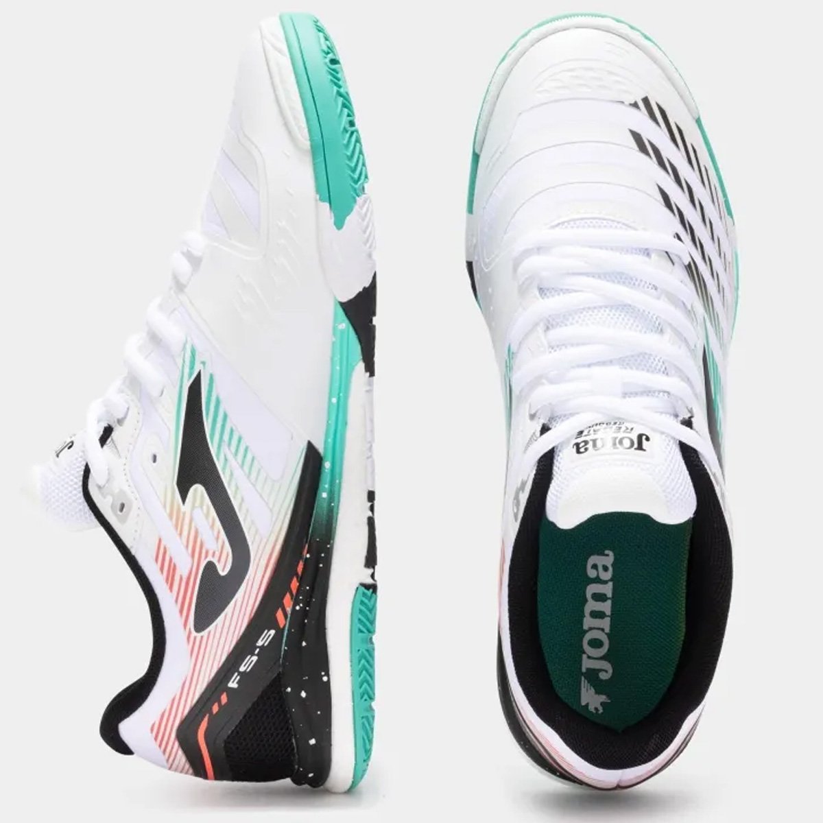 シューズ Joma Regate Rebound IN 25cm Chuteira Futsal Joma Regate Rebound Unissex Branco Verde Branco/Verde