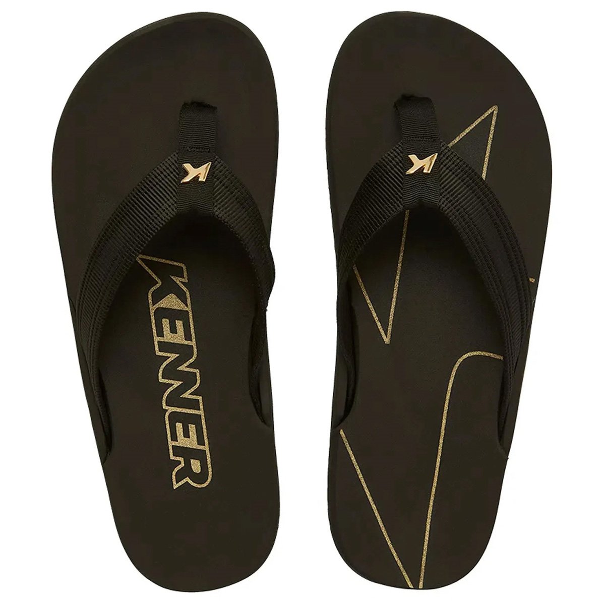 Chinelo Kenner NK6 Pro Unissex Preto Preto/Dourado 2