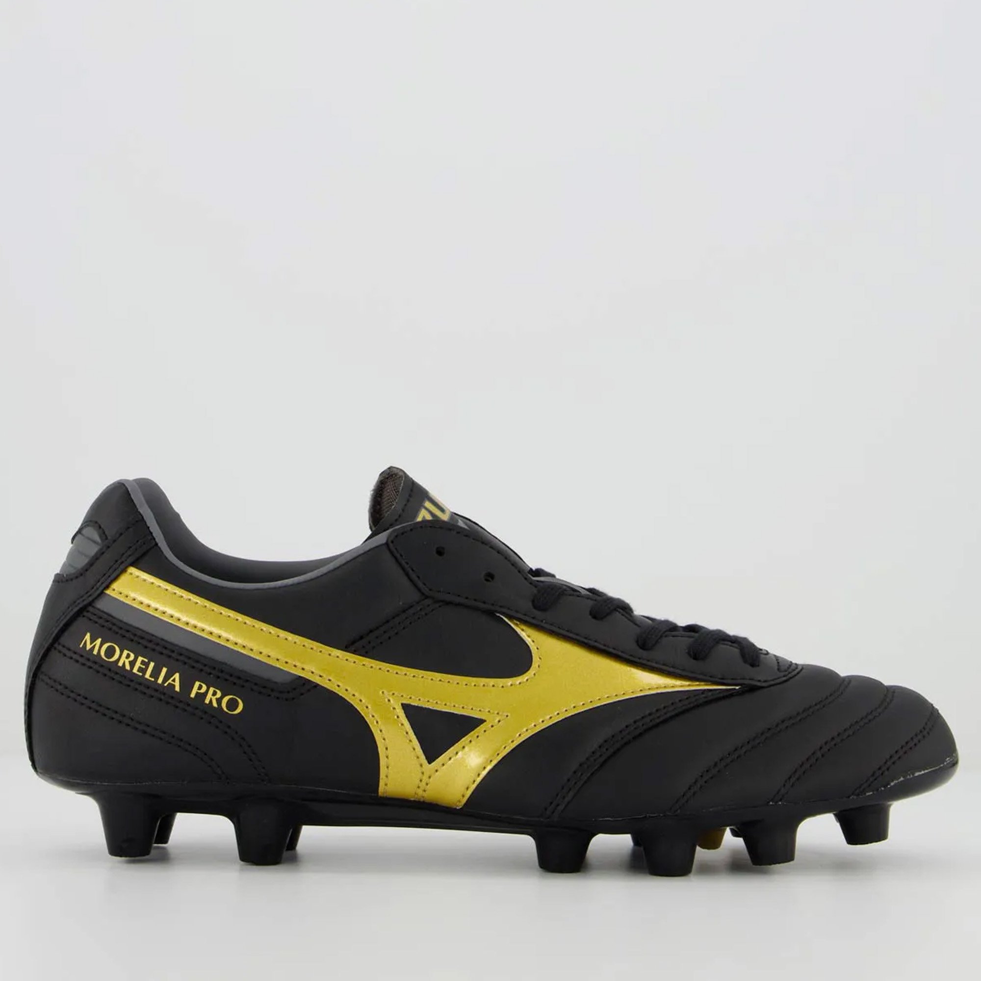 Chuteira Mizuno Morelia II Pro Futebol Campo Original Preto/Dourado