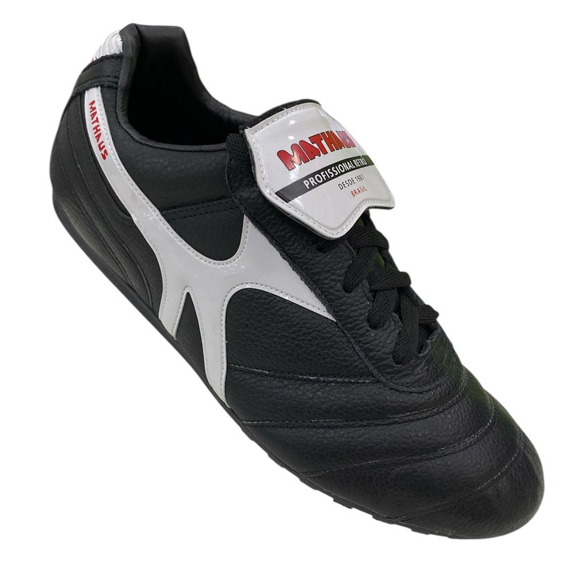Chuteira Society Mathaus Azzurra Retro Unissex Preto Preto/Branco 3