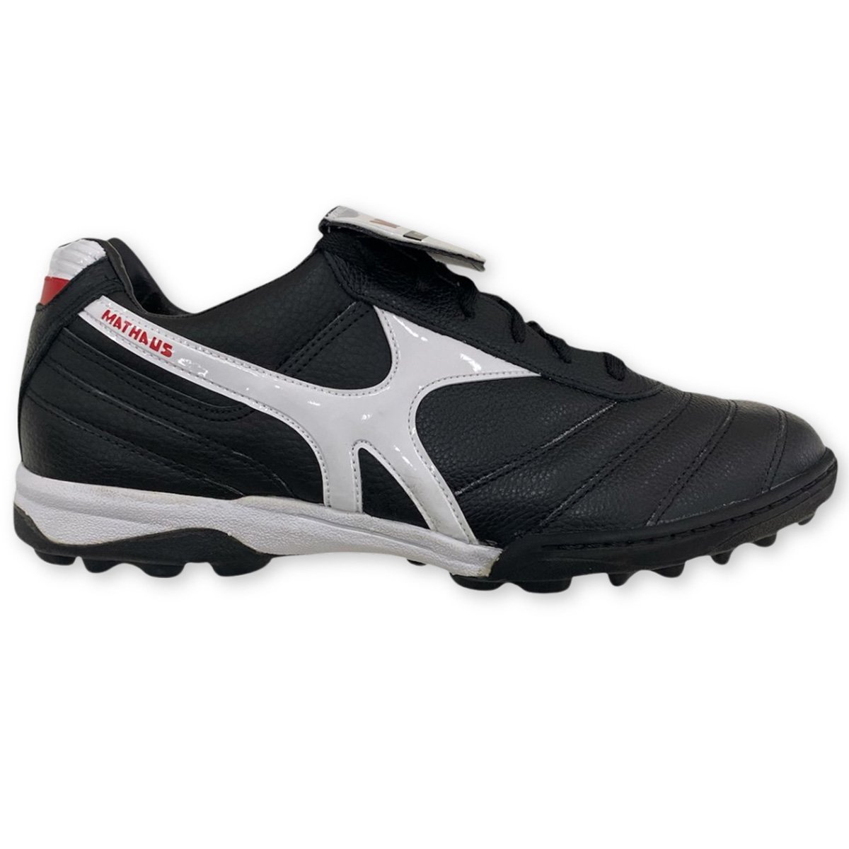 Chuteira Society Mathaus Azzurra Retro Unissex Preto Preto/Branco