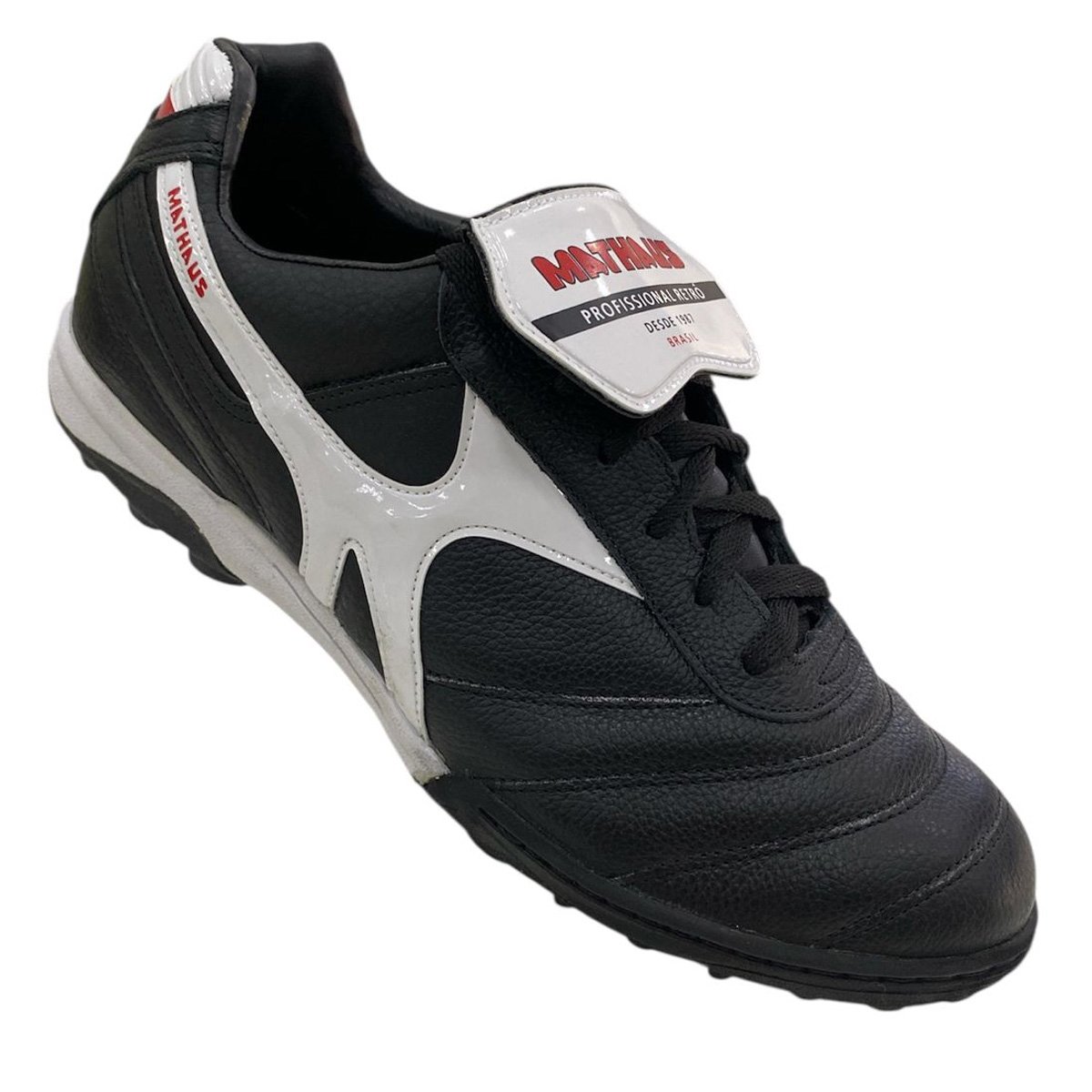 Chuteira Society Mathaus Azzurra Retro Unissex Preto Preto/Branco 3