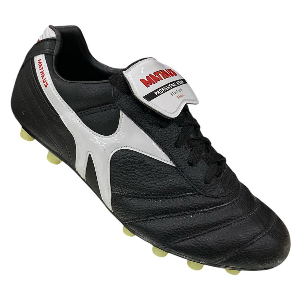 Chuteira Campo Mathaus Azzurra Retro Unissex Preto Preto/Branco 3