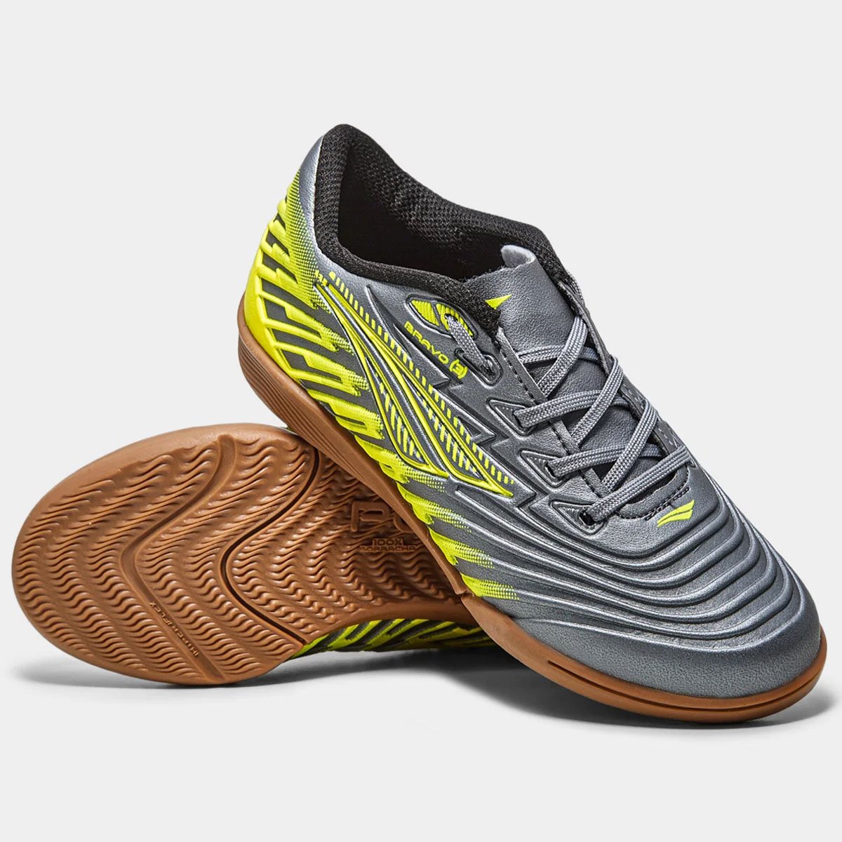 Chuteira Futsal Penalty Bravo Y-3.0 Unissex Chumbo Cinza/Amarelo 2
