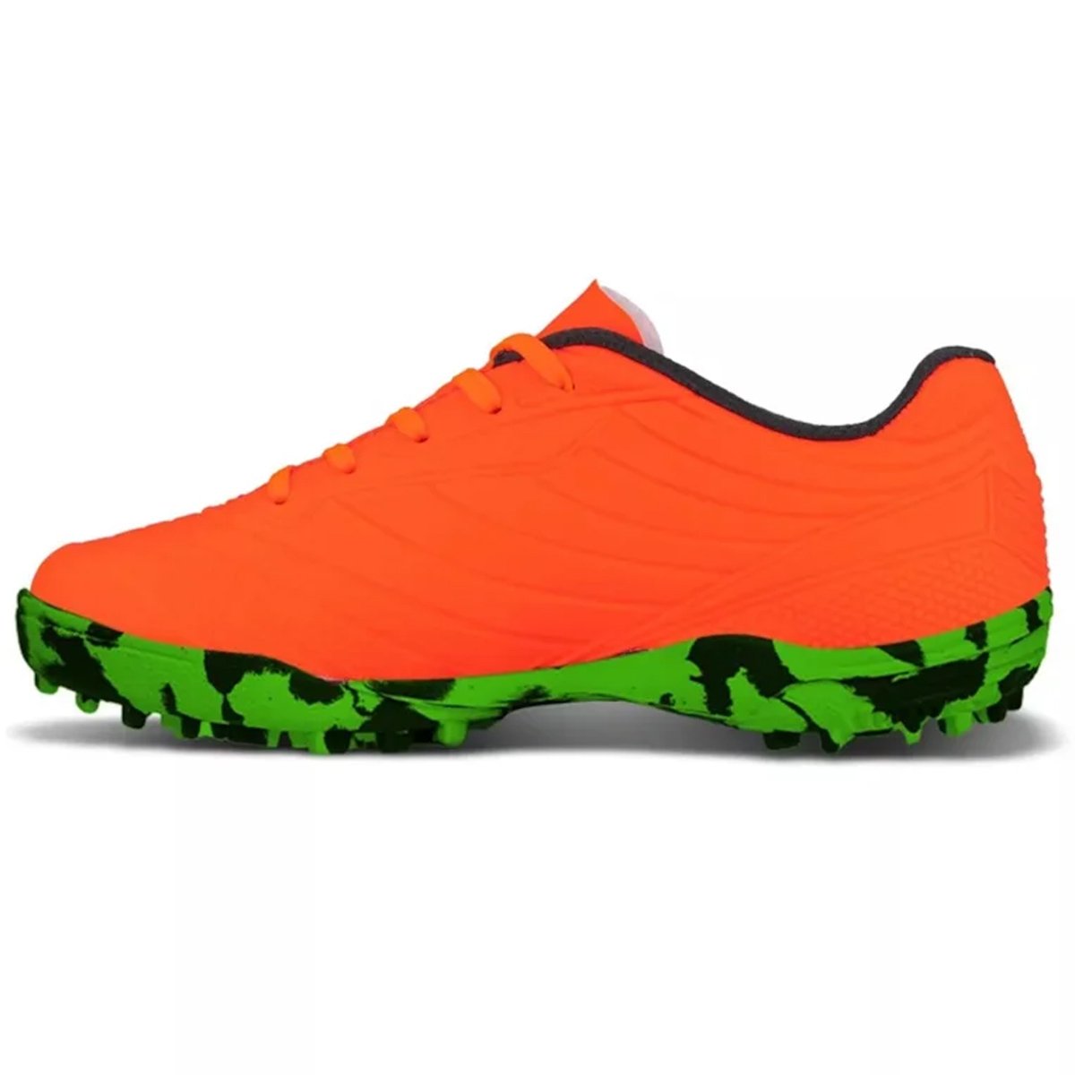 Chuteira Society Penalty Matis Kids XXI Infantil Coral Laranja/Verde 2
