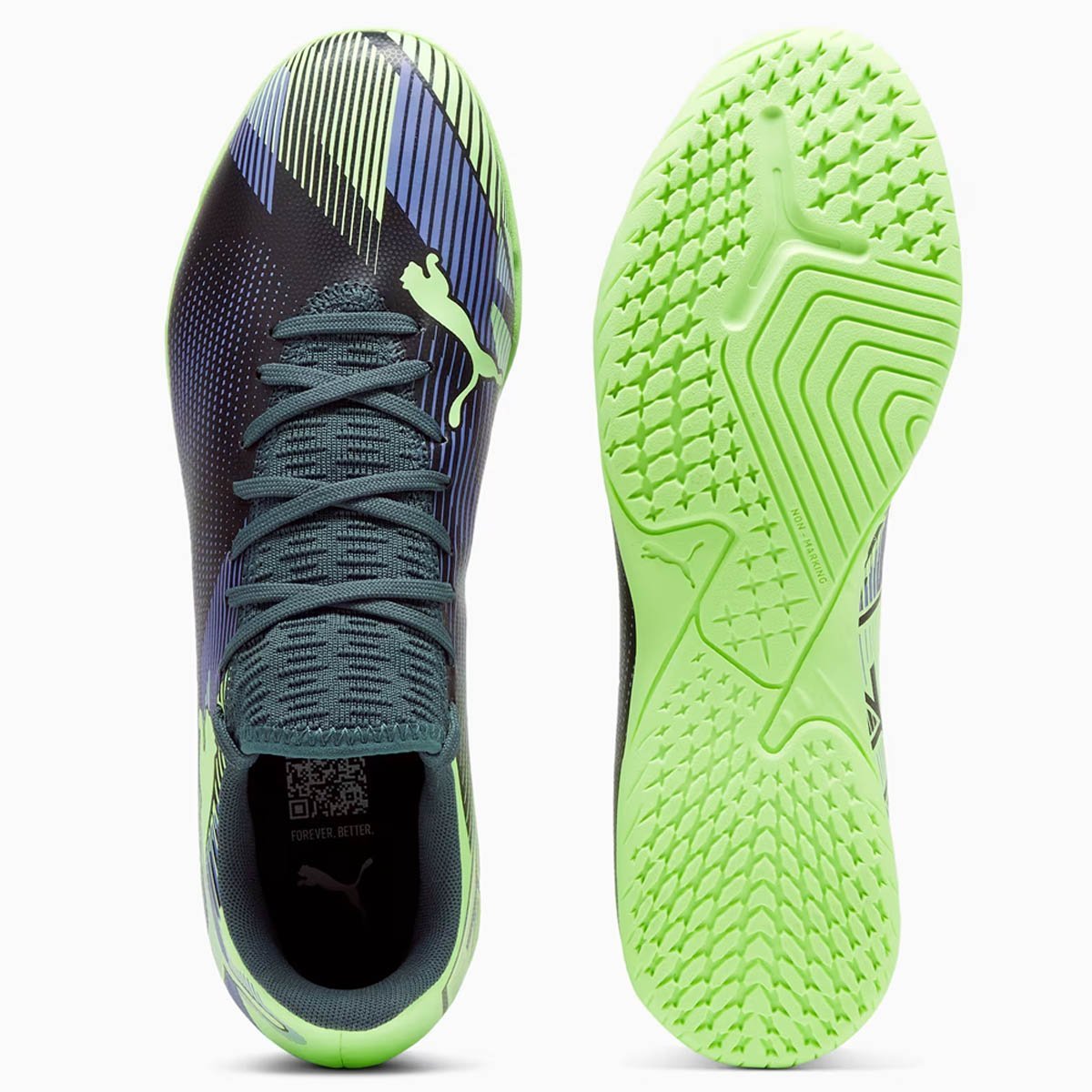 Chuteira Futsal Puma Future 7 Play Unissex Azul Azul Marinho/Verde 4
