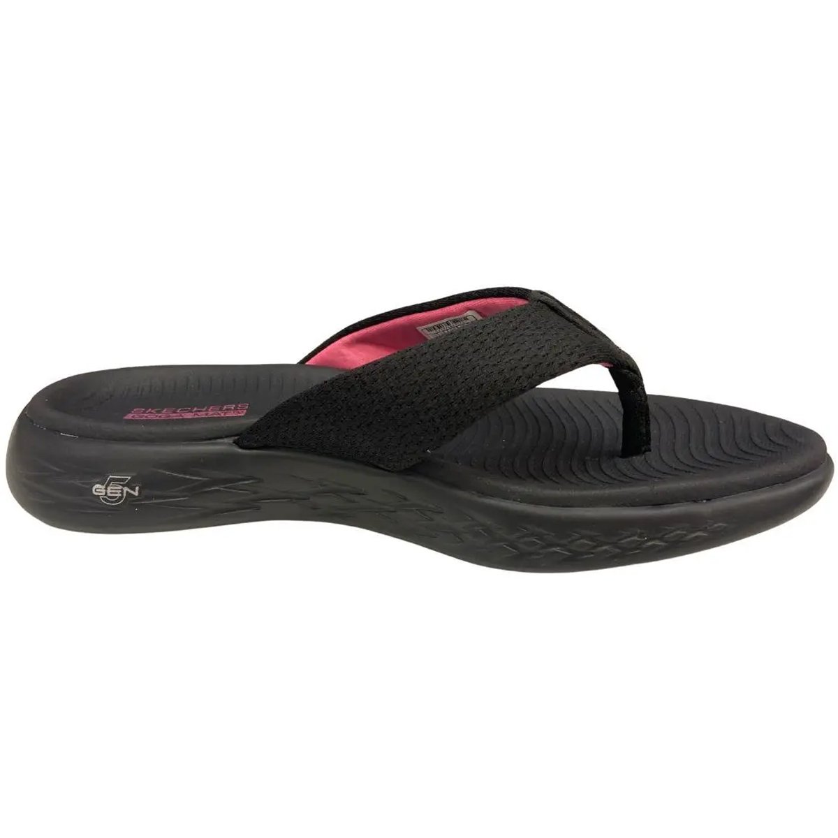 Chinelo Skechers On The Go 600 Feminino Preto Preto/Rosa 4
