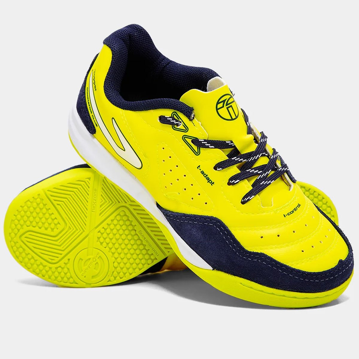 Chuteira Futsal Topper Dominator Club V Infantil Amarelo Amarelo/Azul Marinho 2